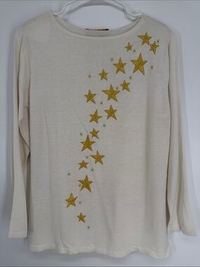 Bob Mackie Wearable Art Embroidered Star Sweater Size Medium NWT